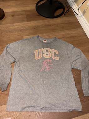 Vintage Alstyle USC Trojans Long Sleeve Heather Gray T-Shirt Size 2XL